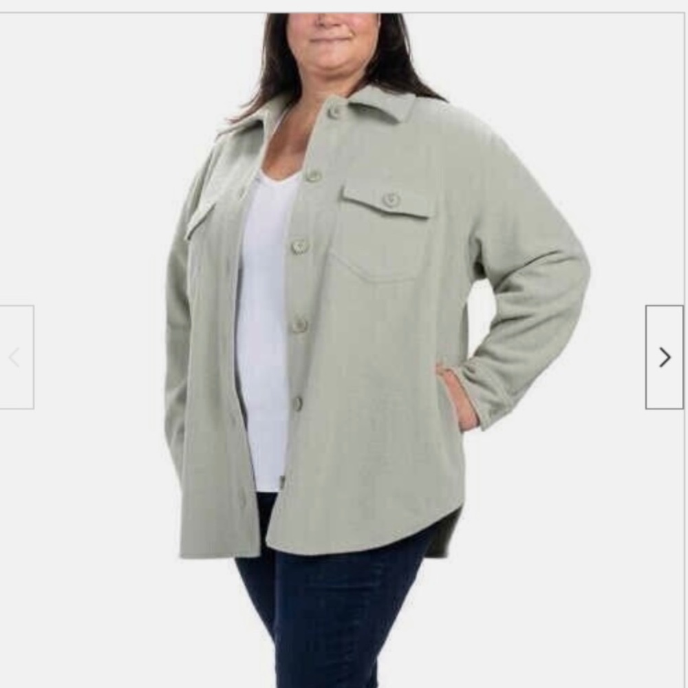 Hilary Radley oversized Sage Green Shacket Cozy Shirt Jacket size Large like new